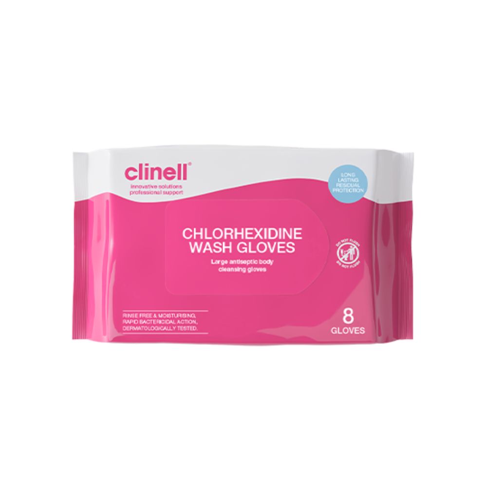 Clinell Chlorhexidine Wash Gloves Pack of 8 Gloves