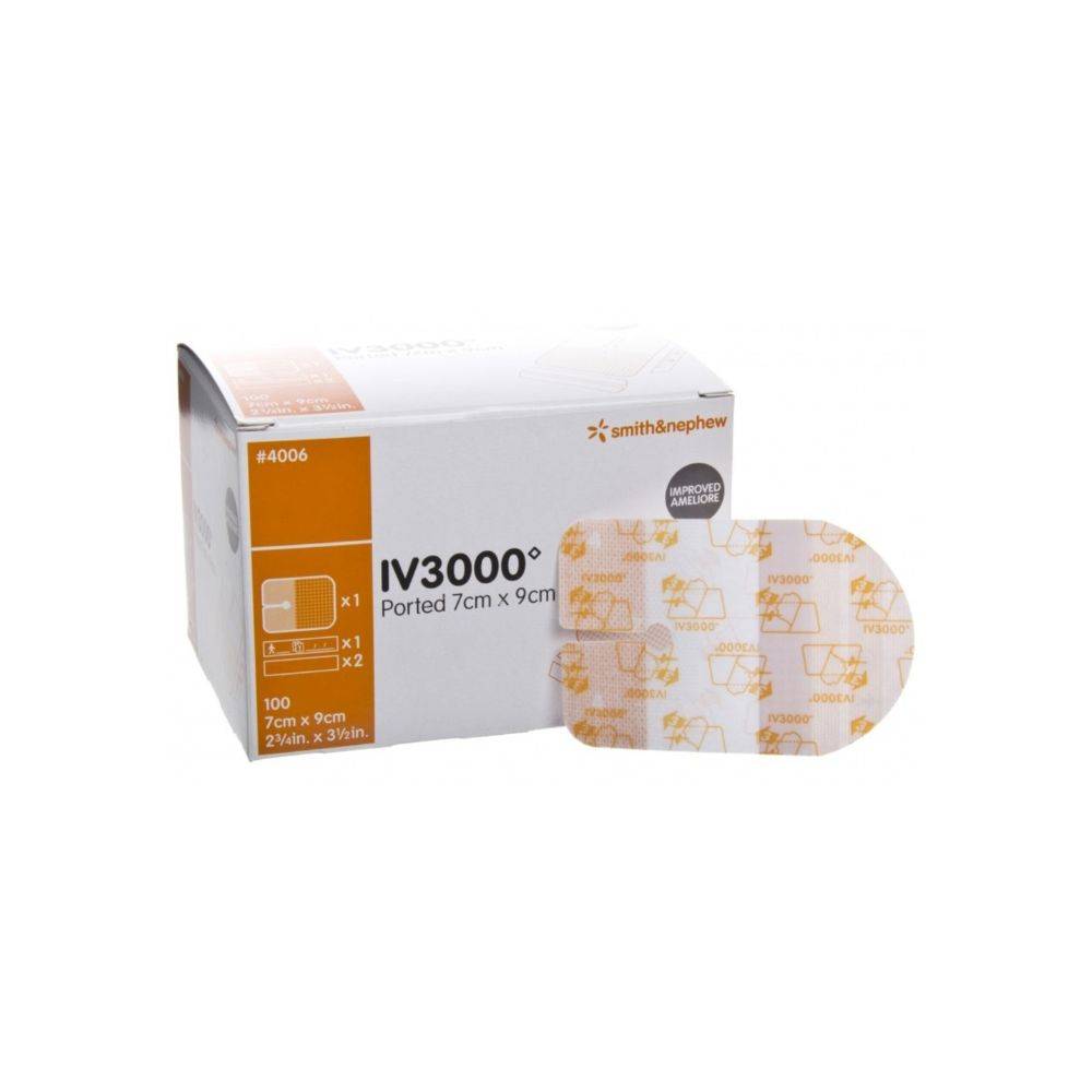 7cm x 9cm Opsite IV3000 Moisture Responsive Ported Catheter Dressings