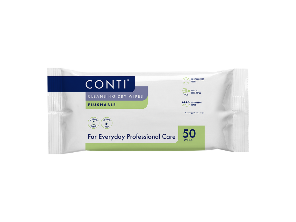 Conti Cleansing Dry Wipes Flushable Pack of 50