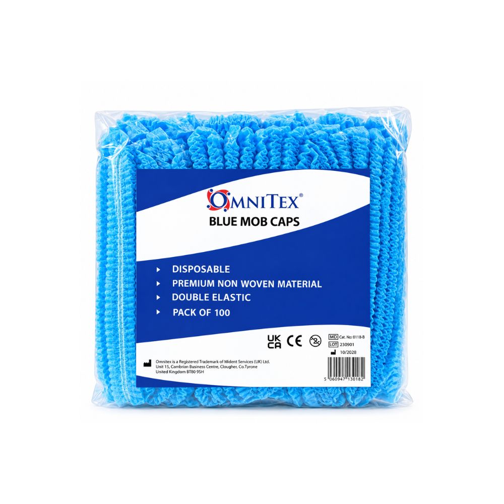Omnitex Blue Pleated Mob Caps Pack of 100
