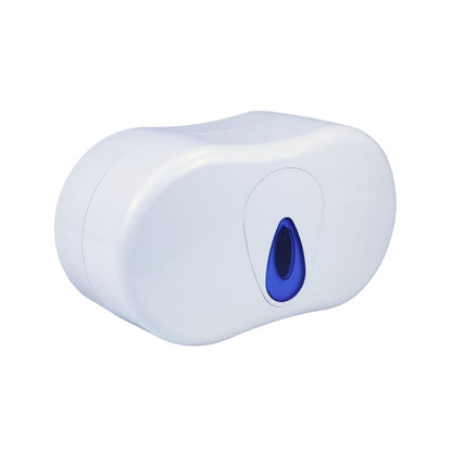 PRO Coreless Twin Micro Jumbo Toilet Roll Dispenser White Plastic