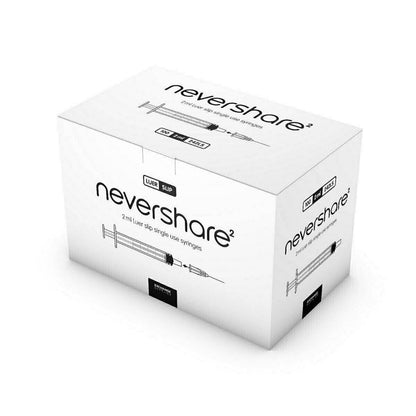 Nevershare 2.5ml Nevershare Blue Luer Slip Syringes UKMEDI UK Medical Supplies