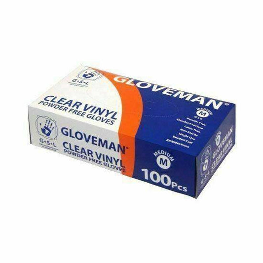 Gloveman Powder Free Clear Vinyl Gloves G15 UKMEDI.CO.UK