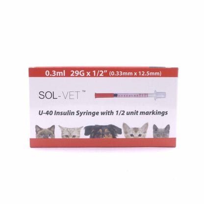 Sol-Vet 0.3ml 29g 0.5 inch U40 Syringe with Fixed Needle