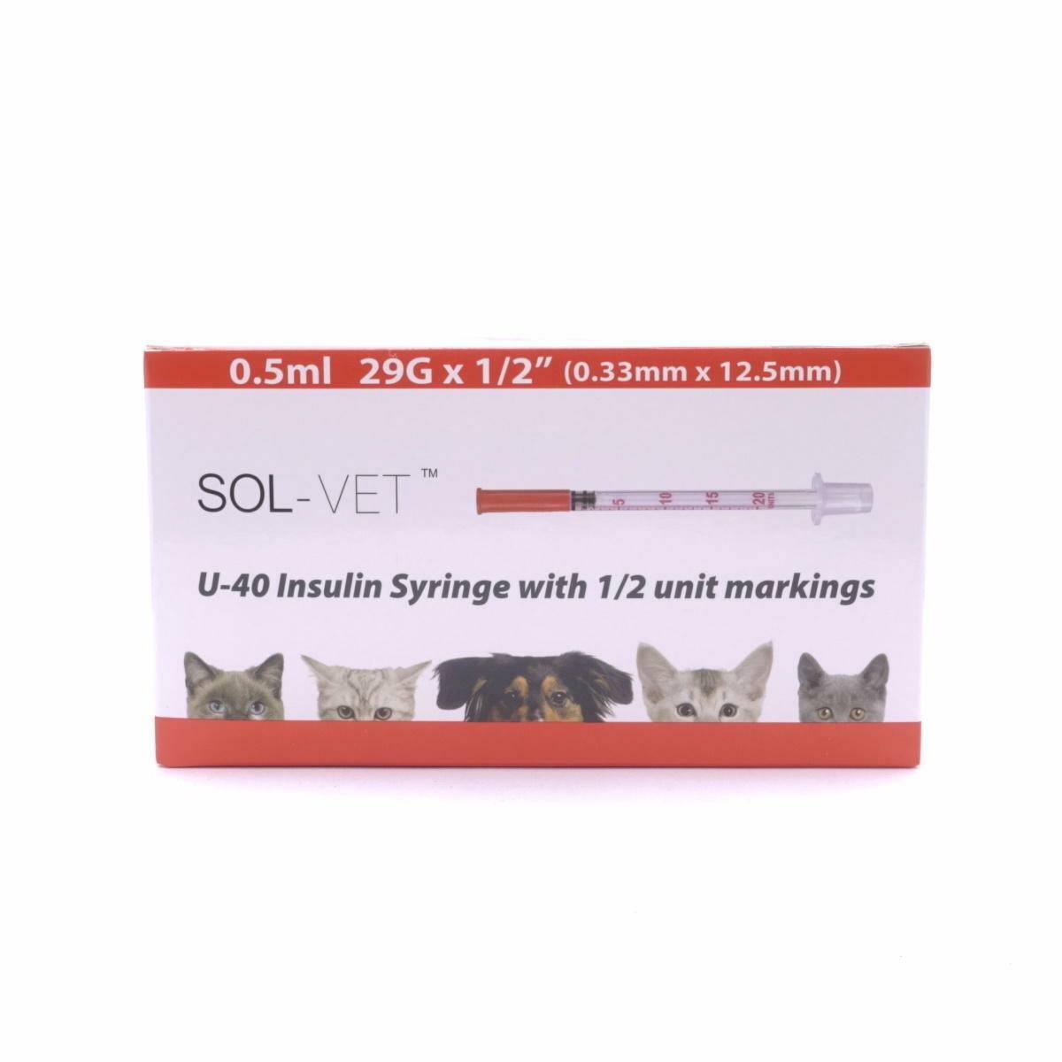 Sol-Vet 0.5ml 29g x 0.5 inch U40 Syringe with Fixed Needle