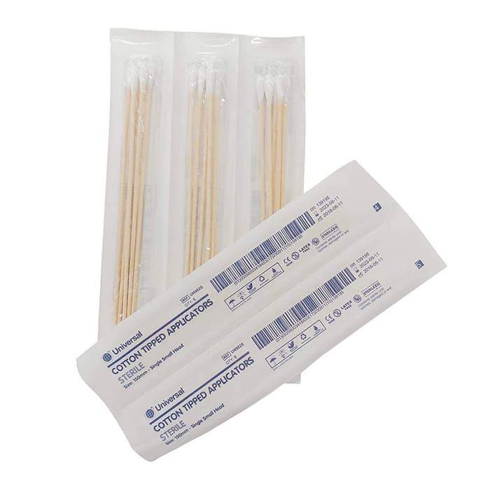 Universal Sterile Cotton Tipped Applicator 6'' Wooden Shaft Pack Of 500