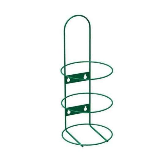 A green wall mounted dispenser designed for holding and dispensing wipes from a tub.