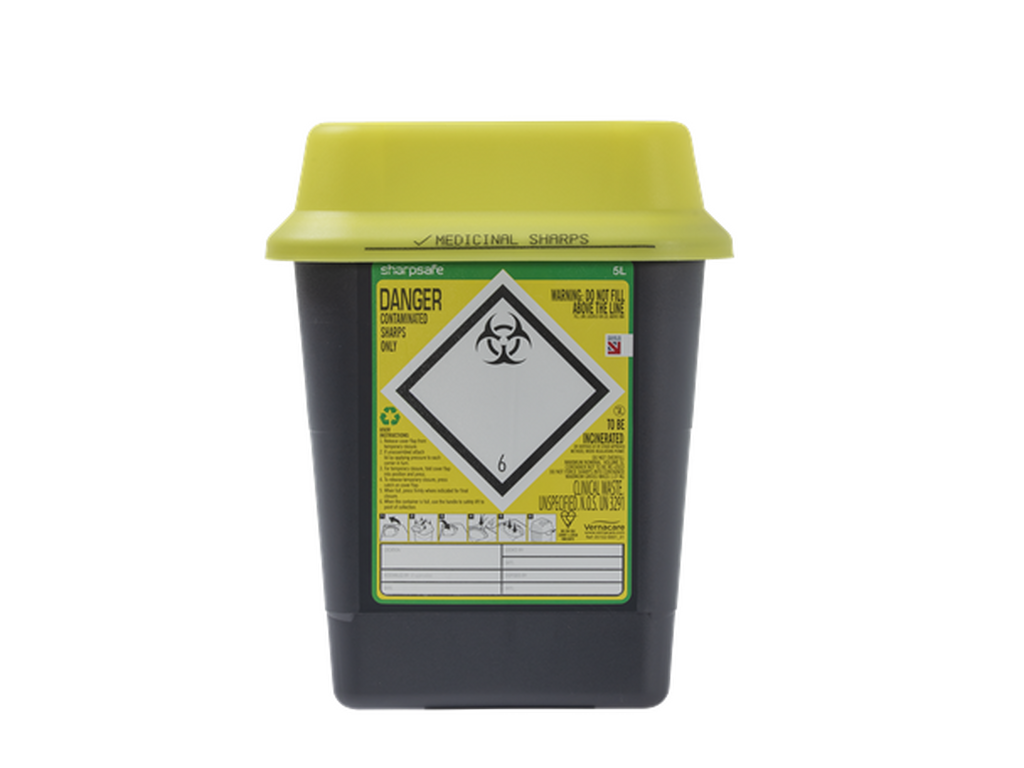5 Litre Yellow Sharps Bin Yellow Sharpsafe