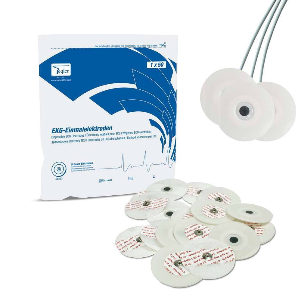 Foam ECG Electrodes for Button Adapters Pack of 50 Teqler