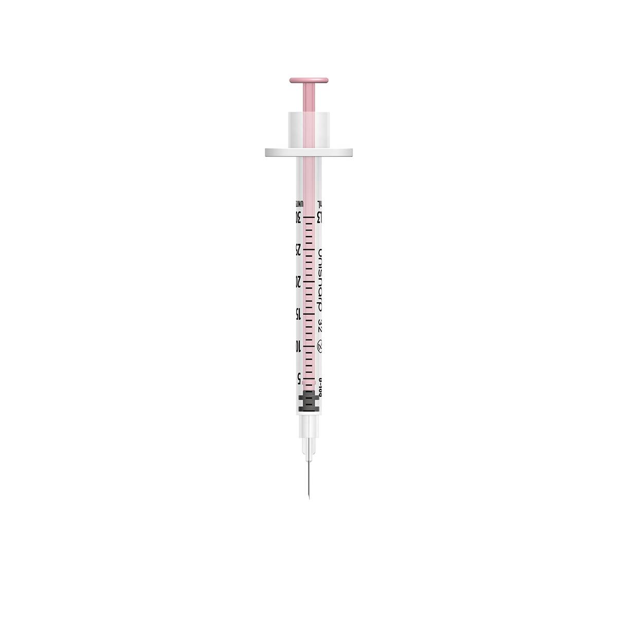 0.3ml 0.3 inch 32g Pink Unisharp Syringe and Needle u100