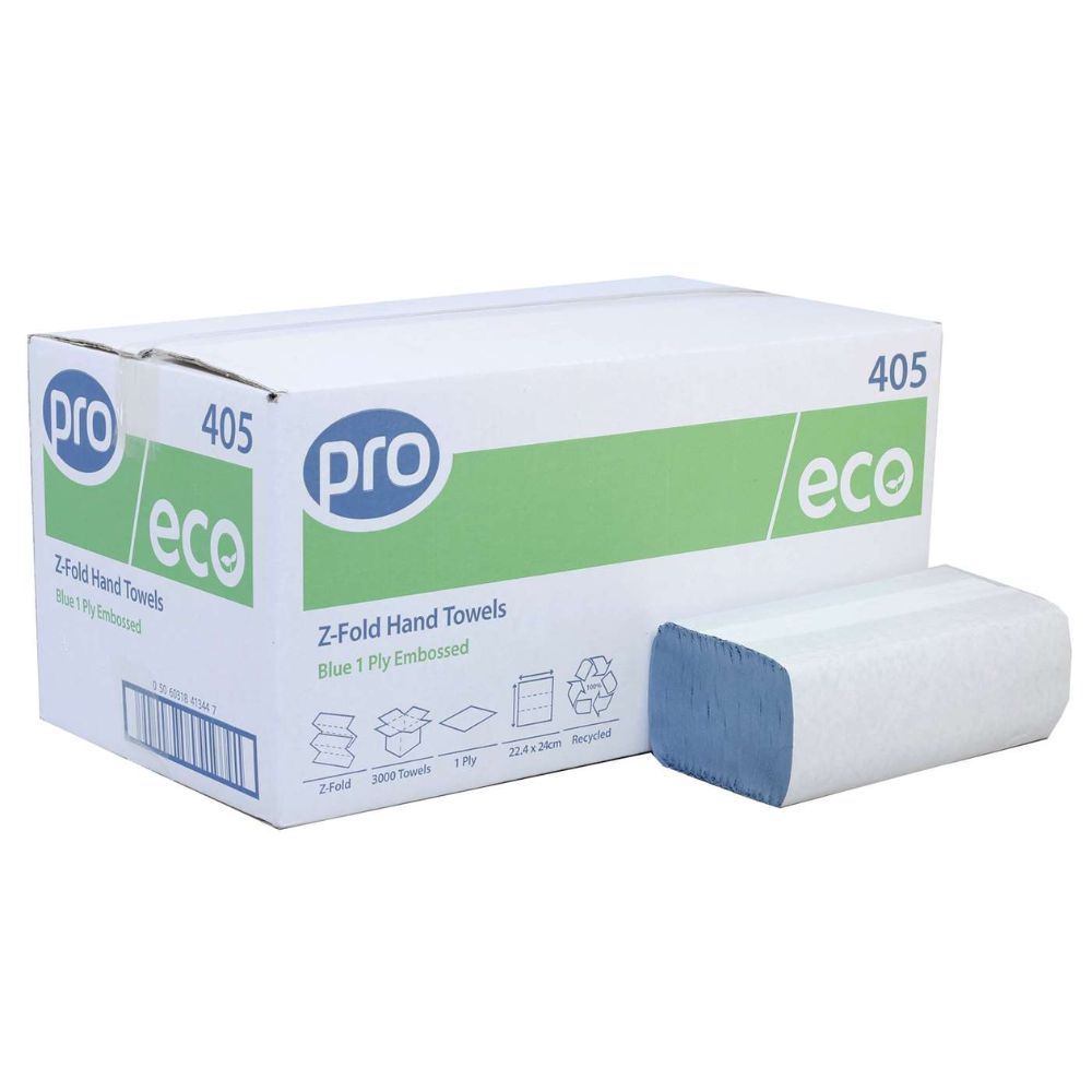 PRO Eco Z-Fold 1 Ply Blue Paper Towel Full Case