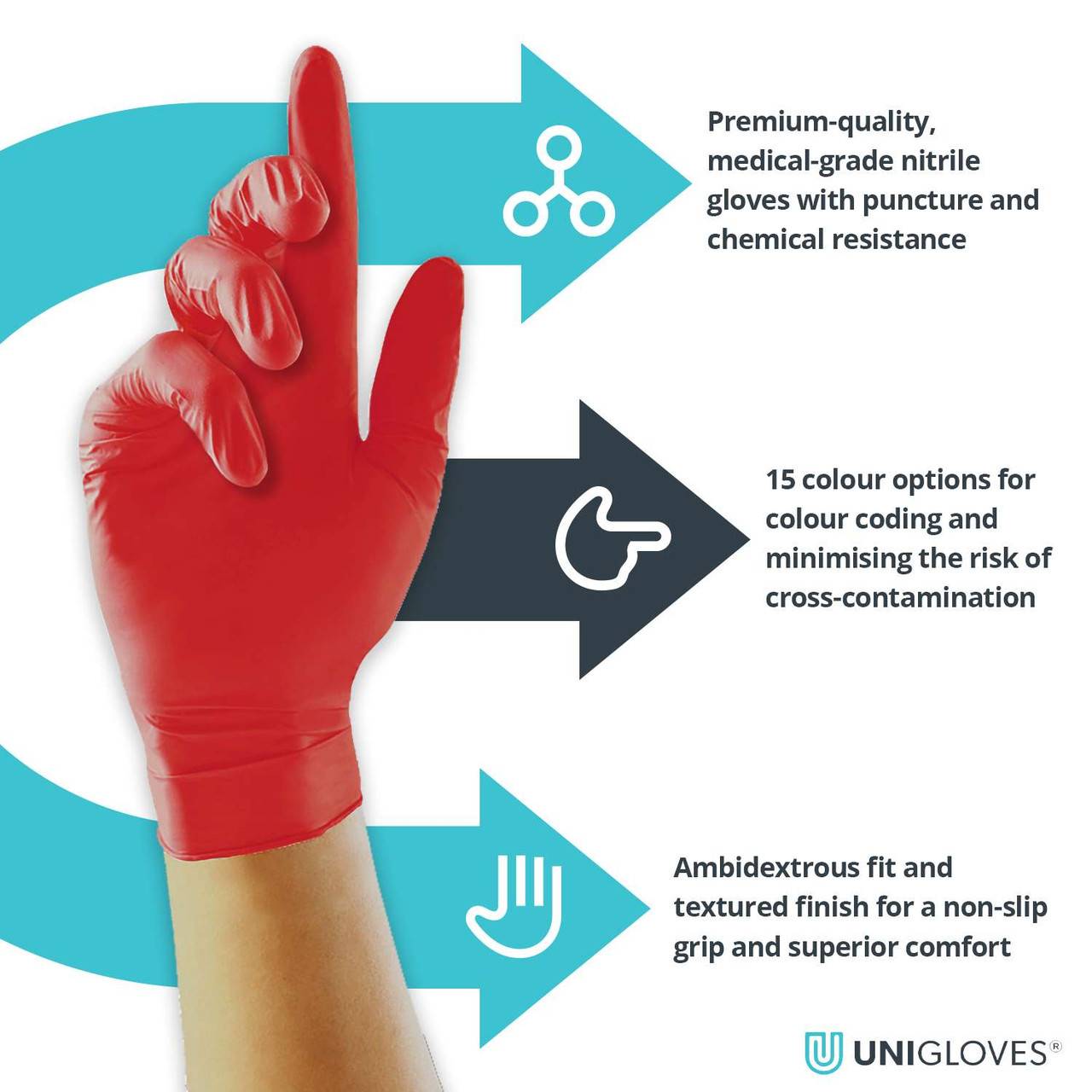 Unigloves Red Pearl Nitrile Gloves