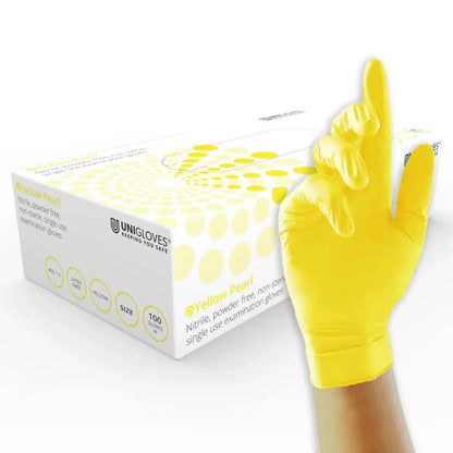 Unigloves Yellow Pearl Nitrile Gloves